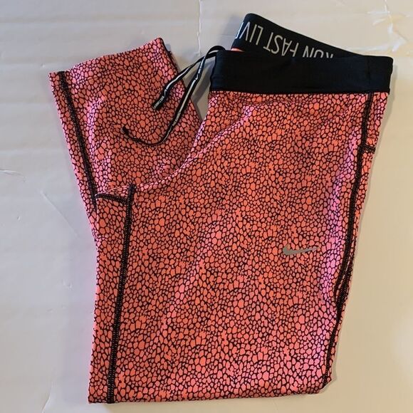 Nike Women's Dri-Fit AOP Relay Crop Running Tights size M Drawstring - Picture 5 of 11